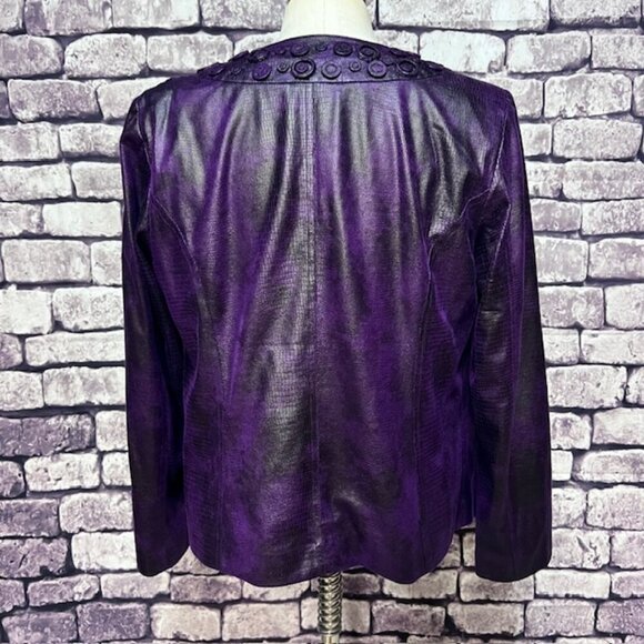 Chico's Purple Faux Leather Long Sleeve Jacket Size M - Picture 5 of 8
